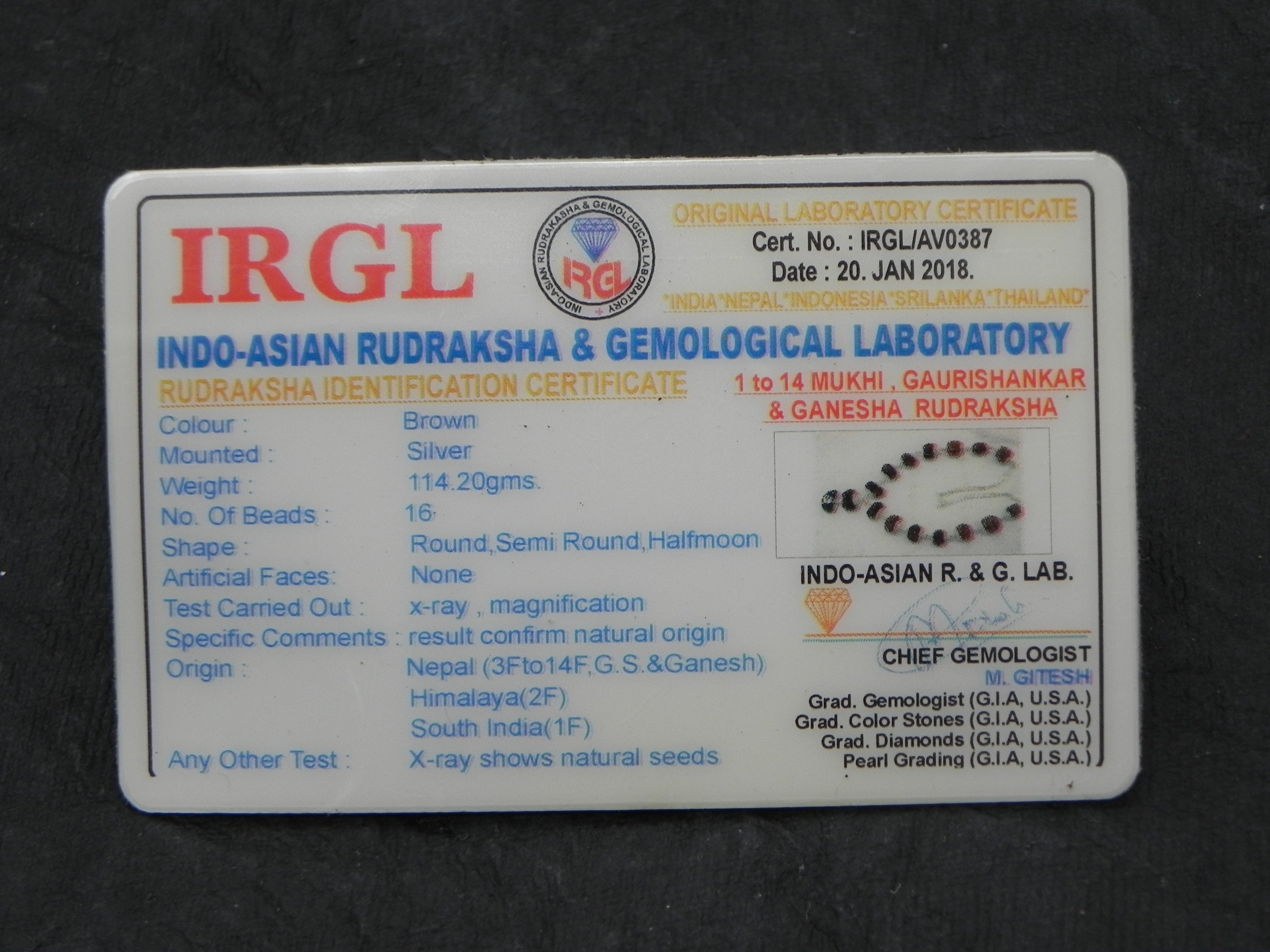 Pure Silver Rudhraksha Mala [ 16 Beads ]