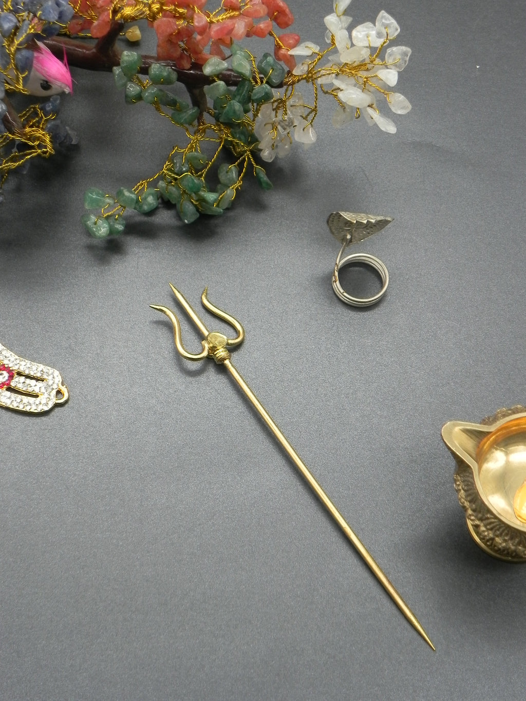 Premium Gold-Plated Trishul for Pooja