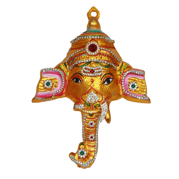 Ganesha Face Golden Plain / Ganesha Face with Decoration - Small