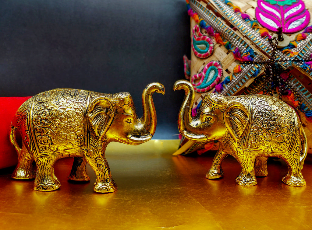 Brass Elephant With Design Idol