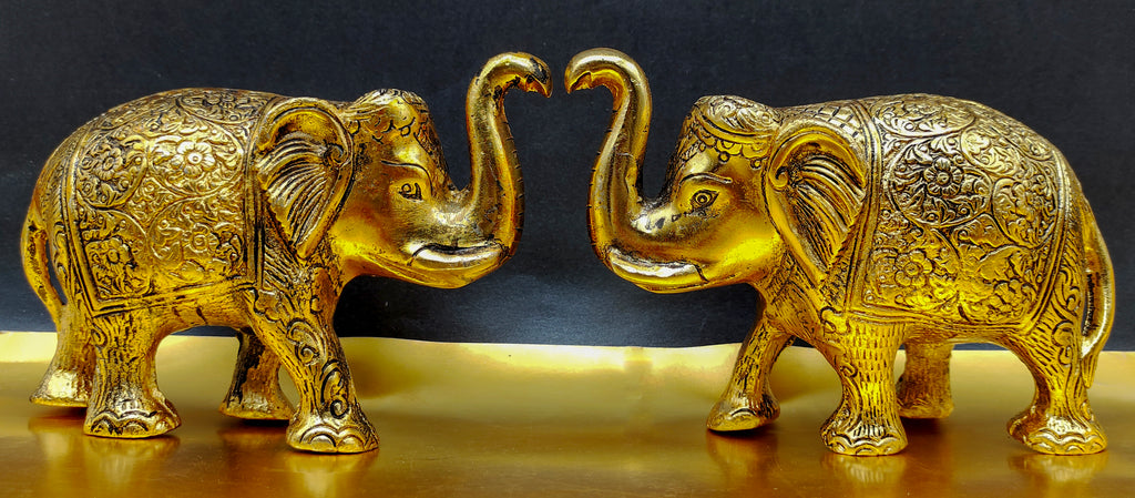 Brass Elephant With Design Idol