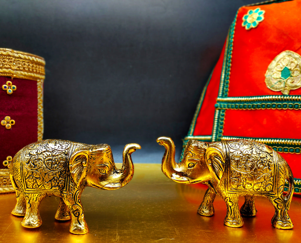Brass Elephant With Design Idol