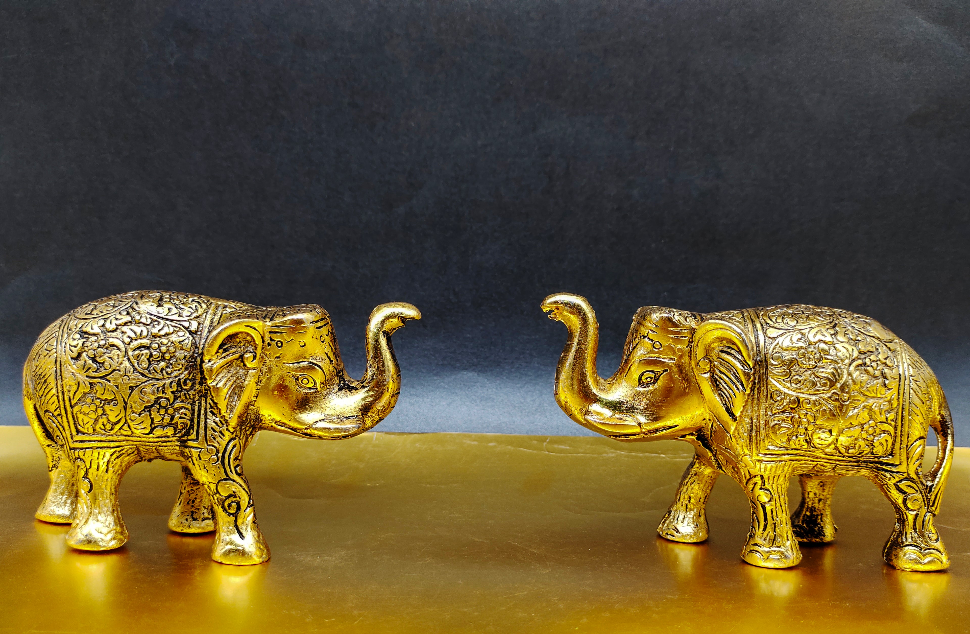 Brass Elephant With Design Idol